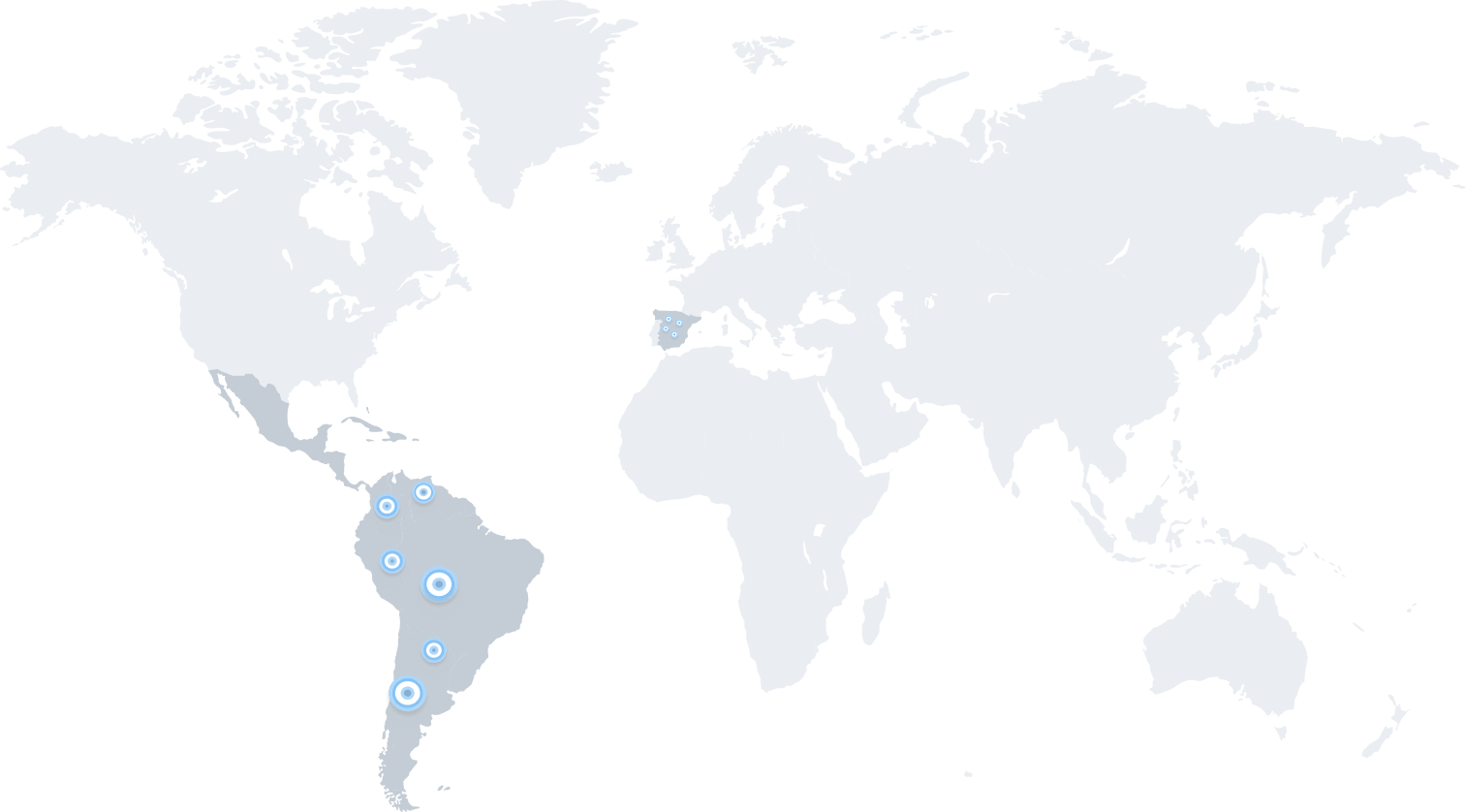 Mapa del mundo que destaca el talento de Latinoamérica y las empresas españolas que buscan talento en la región.